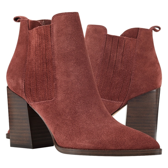 Nine West Beata Block Heel Booties Sz 
